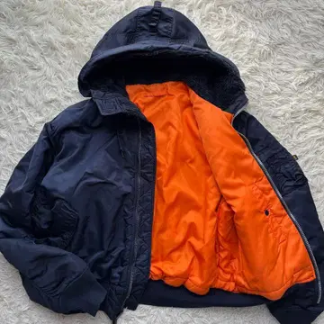 [ 초초레어 고품질 ] 알파 MA-1 플라이트 자켓 후드 네이비 XL