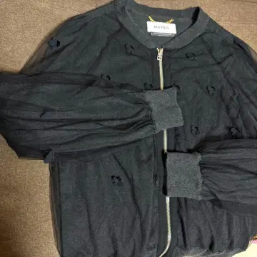 뮤베일 도트 무늬 튤 가디건 집업 가디건 블랙