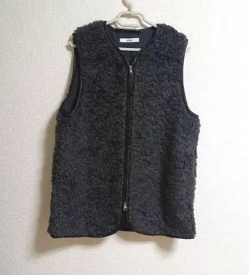 저널 스탠다드 리룸 시프 인조 모피 지퍼 베스트 그레이