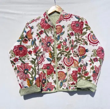 [ 미사용 새상품 ] 블록 프린트 자켓 래리 퀼트 칸타 퀼트