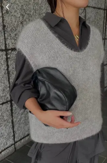 etre tokyo 슈퍼 키드 모헤어 슬리브리스 니트 풀오버 베스트