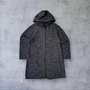 후드 부착 롱 가디건 L 맨투맨 롱 코트 다크 그레이 구제 의류