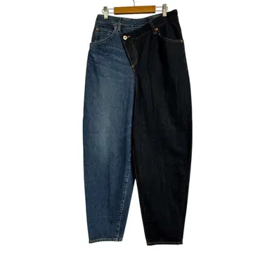 나곤스탠스 바이컬러 테이퍼드 데님 팬츠 38