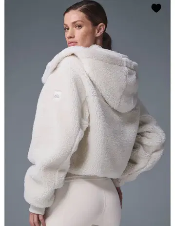 alo 플리스 후드 부착 후드티 화이트
