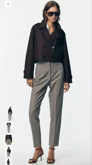 그레이 턱인 슬림핏 슬랙스