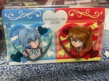 신세기 에반게리온 14주년 기념 페어 하트형 캔뱃지 아스카 아야나미 레이