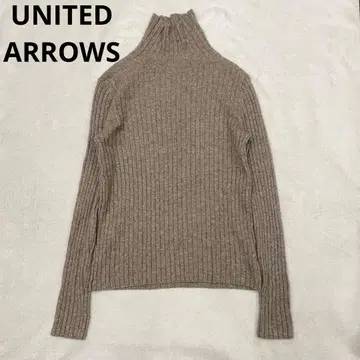 유나이티드 애로우즈 울 야크 캐시미어 리브 터틀 니트 베이지