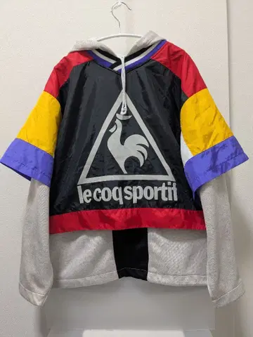 90s 르꼬끄 풀오버 나일론 후드티