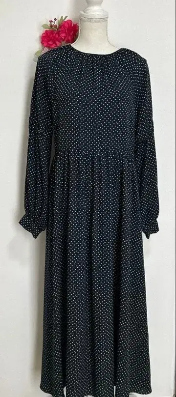 미라 오웬 롱 원피스 플레어 하트 무늬 새상품급