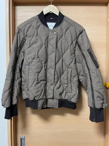 gu rokh 콜라보 체크 무늬 MA-1 퀼팅 자켓
