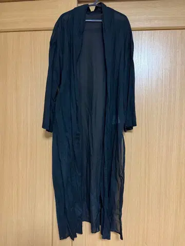 undixcors 세련된 고급 시어 롱 숄 가디건 블랙 양쪽 사이드 슬릿