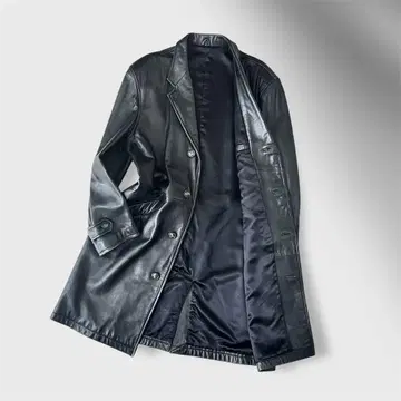 빈티지 램 가죽 체스터 코트 블랙 구제 의류