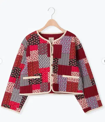 sm2 사만사 모스모스 꽃무늬 패치워크풍 퀼트 자켓 레드 새상품