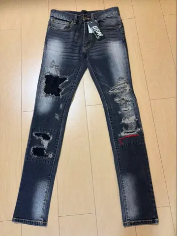 [ 택 포함 새상품 ] LEFLAH 데미지 데님 스키니 팬츠 M