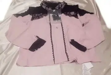 DML 휘핑 레이스 프릴 하트 비쥬 블라우스 핑크 4L