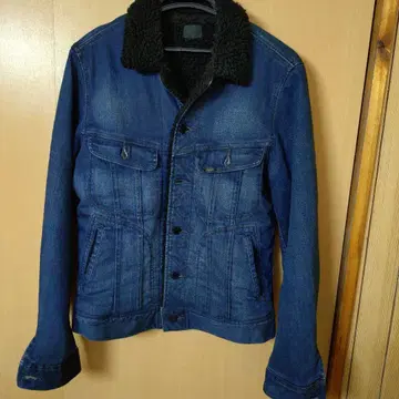 Lee 데님 자켓 보아 옷깃 다크 블루