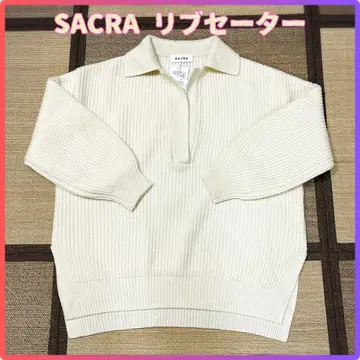 미사용 새상품 SACRA 울 100% 아이보리 스웨터 스키퍼 긴팔