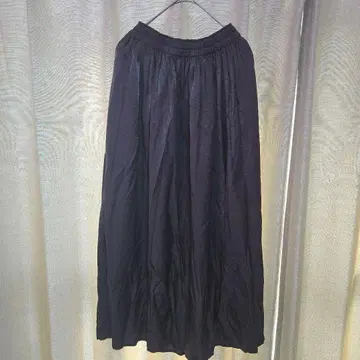 새상품급 유니클로 플레어 롱 스커트 허리밴딩 그레이 [ S ] 광택감