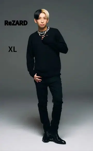 ReZARD 히카루 옷깃 로고 하이넥 니트 블랙 XL 새상품