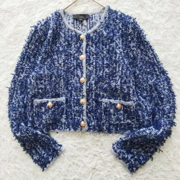 새상품급 ZARA 자라 트위드 니트 숏 자켓 골드 버튼 S