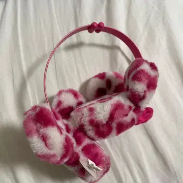 디즈니 귀도리 레오파드 무늬 핑크