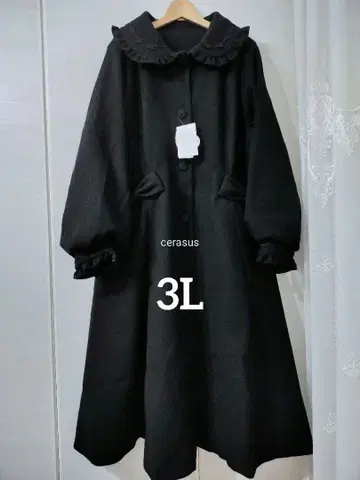 3L 시마무라 아오키 미사코 롱 코트 블랙