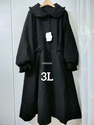 3L 시마무라 아오키 미사코 롱 코트 블랙