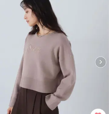 내추럴 뷰티 베이직 라메 자수 로고 니트