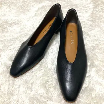 미사용급 다이애나 플랫슈즈 가죽 블랙 스틸레토 일본제