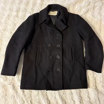 vintage 70's 해군 지급 블랙 울 피 코트 사이즈 40