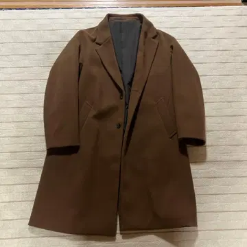 브라운 체스터 코트 싱글 브레스