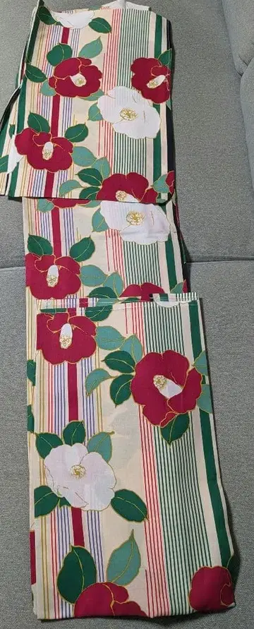 동백꽃 무늬 유카타 단품 미사용