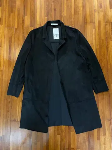 [ 새상품 ] ZARA 블랙 페이크 스웨이드 체스터 코트 XL 사이즈
