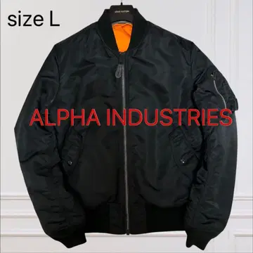 ALPHA 플라이트 자켓 MA-1 리버서블 자수 각인 L 블랙