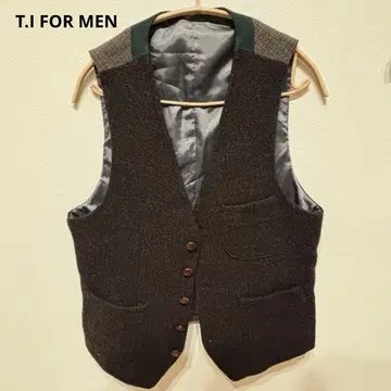 T.I FOR MEN 브라운 트위드 베스트