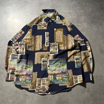 빈티지 아트 패턴 유럽풍 유로 스카프 패턴 디자인 셔츠