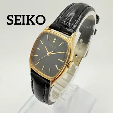 새상품 배터리 작동품 SEIKO 세이코 골드 스퀘어 손목시계 블랙 다이얼