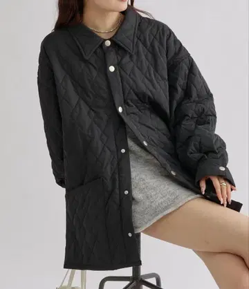 mystic 카라 부착 퀼팅 자켓