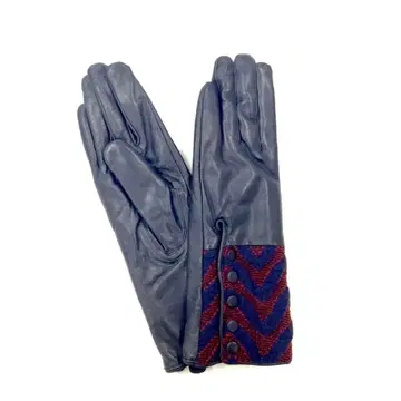 [보네 볼론테] 램 가죽 램 가죽 지오메트릭 그로브 네이비 새상품