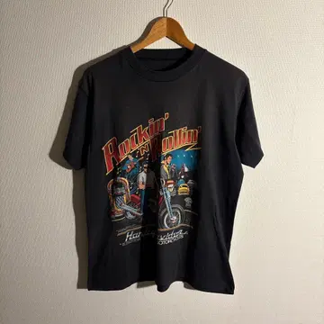 80s 할리데이비슨 블랙 페이드 싱글 스티치 T셔츠