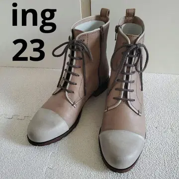 [ 새상품급 ] ing 잉그 사이드 지퍼 가죽 숏부츠 오크 23cm