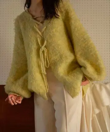 [ mideal ] 믹스 컬러 레이스업 가디건