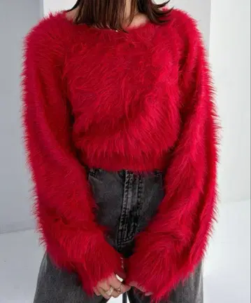 Heather 페더 니트 긴팔 레드