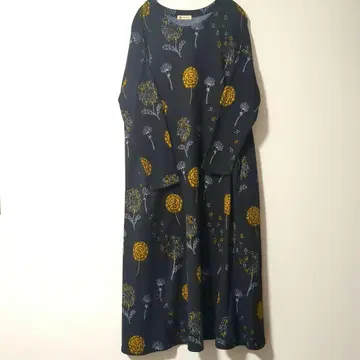 꽃무늬 롱 원피스 포켓 부착 따뜻한 속기모 3L