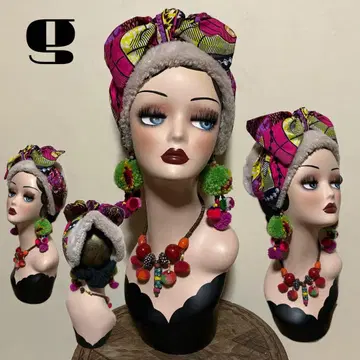 얼굴 주변 플랫 퍼 아프리칸 리본 어레인지 헤어 터번