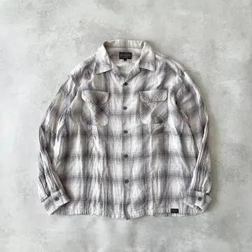 Pendleton 옴브레 체크 보드 셔츠 코튼 화이트 그레이 L