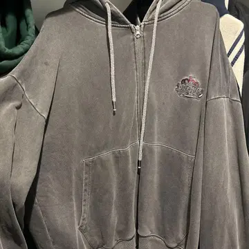 ATMARK 그레이 프론트 지퍼 후드티