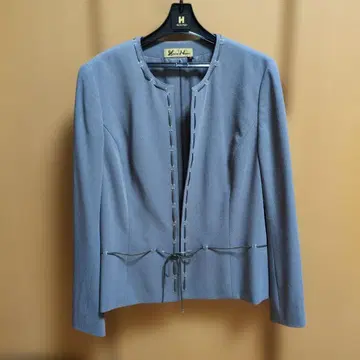 유키코 하나이 노카라 자켓 사이즈 10 짙은 그레이