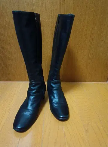 리걸 블랙 가죽 롱 부츠 사이드 지퍼