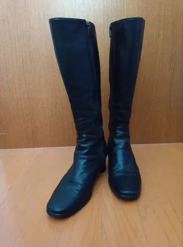 리걸 블랙 가죽 롱 부츠 사이드 지퍼